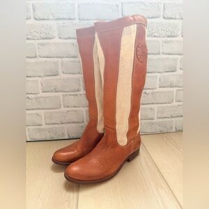 Frye Brown and Canvas riding boots - new with defects
